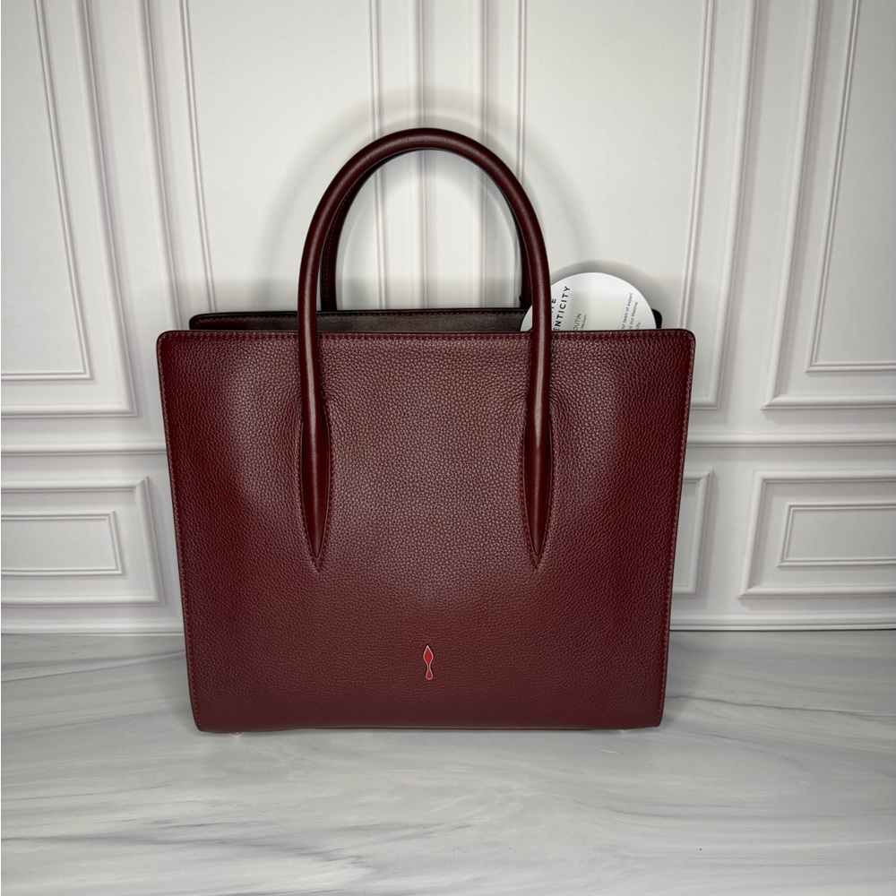 Christian Louboutin Calfskin Spikes Loubinthesky Medium Paloma Tote | Merlot - Picture 4 of 16
